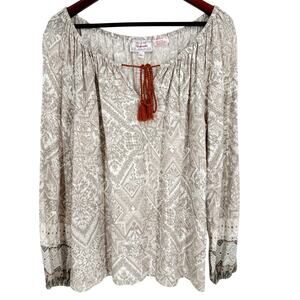 Panhandle Womens Sz XL White/Gray Western Rodeo Ranchwear Blouse Shirt Top